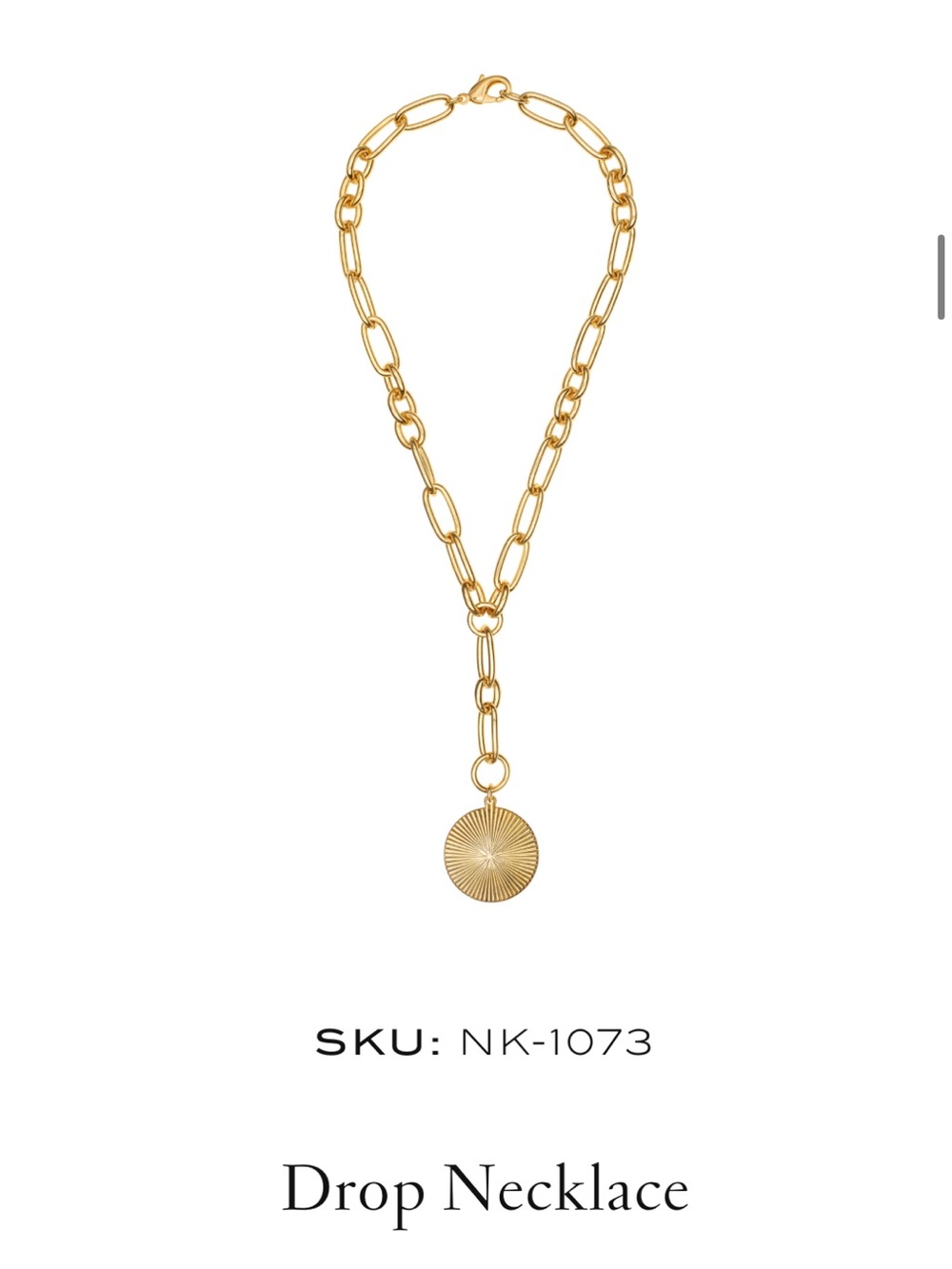 Disc Drop Link Necklace - Gold